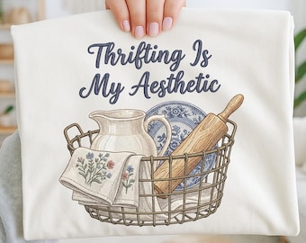 Cottage Kitchen Thrift PNG, Vintage Ironstone, Blue Transferware (Digital Download