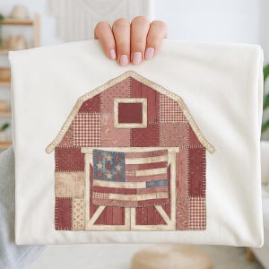 Patchwork Quilt Barn PNG, Americana Flag, Farmhouse Sublimation File