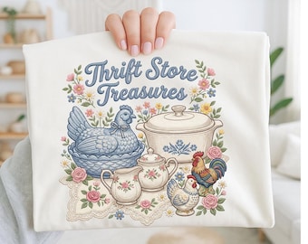 Vintage Kitchen Treasures PNG, Cottagecore Hens, Roosters (Digital Download)