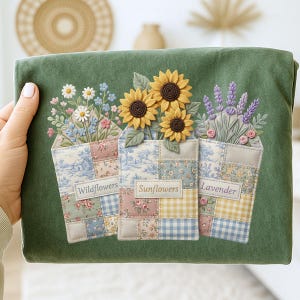 Patchwork Seed Packet PNG, Wildflowers Sunflowers Lavender, Cottagecore Garden Design (Digital Download)