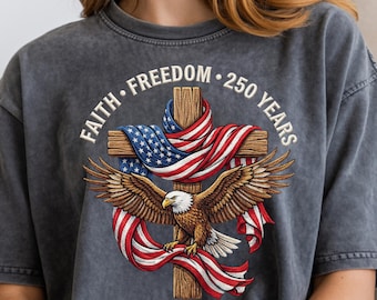 Patriotic Eagle Cross PNG | Faith Freedom 250 Years (Digital File)