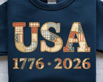 Patchwork USA 1776-2026 PNG – Patriotic Quilt Design (Digital Download)