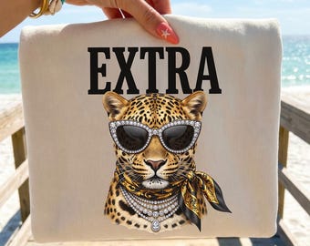 PNG de leopardo adicional, diseño de camisa de leopardo elegante con gafas de sol y diamantes (descarga digital) Archivo PNG adicional con estampado de leopardo EXTRA