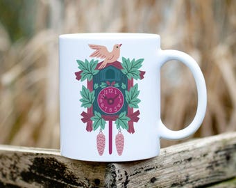 Black Forest Cuckoo Clock Mug | Schwarzwald Coffee Cup, German Souvenir Gift | 11 oz Ceramic Mug with Illustration