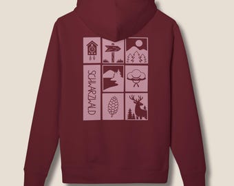 Black Forest Hoodie | Organic Cotton Unisex Hoodie with Graphic Nature Backprint