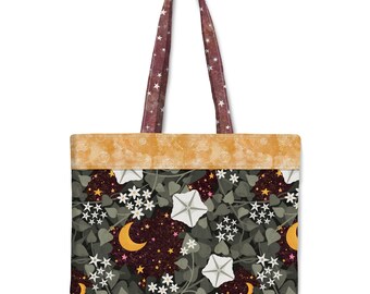 Moonlit Garden – Celestial Floral Canvas Market, Moon & Stars Botanical