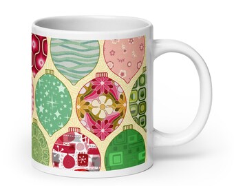 Weihnachtskapsel-Becher | Retro-Weihnachtsschmuck | Moderner Weihnachtsbecher im Mid-Century-Stil | Farbenfrohes Weihnachtsgeschenk