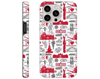 I Love Cincinnati Phone Case – Scandi Folk Art Ohio iPhone Cover with Local Landmarks