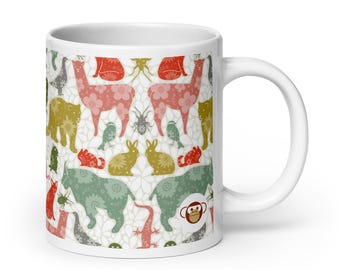 Alpine Yuletide Coffee Mug | Scandinavian Folk Art Christmas Mug | Nordic Winter Wildlife