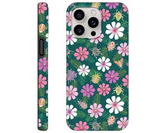 Busy Beetles Phone Case – Whimsical Beetle Floral iPhone Cover