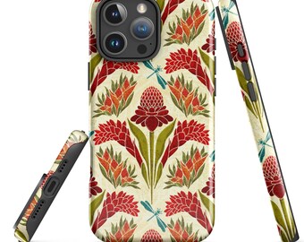 Wild Ginger Cream iPhone Case | Arts & Crafts Tropical Floral Phone Case | Maximalist Nature Gift