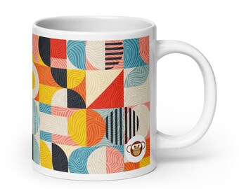 Interlink Mug | Bauhaus Inspired Coffee Mug | Mid Century Modern Geometric Ceramic Mug | Modern Abstract Art Gift