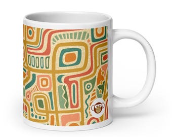 Retro Coastal Mug | Mid Century Modern Geometric Pathway Design