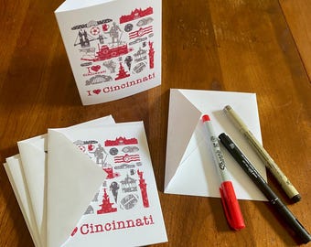 I Love Cincinnati Cards -  5 PK