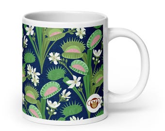 Venus Flytrap Mug | Botanical Folk Art Tea Cup | Carnivorous Plant Coffee Mug