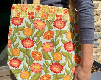 Briarwood Gardens Tote Bag | Arts & Crafts Botanical Market Carryall | Handmade Floral Book Tote
