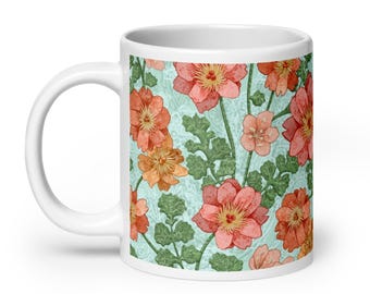 Wandering Peony Floral Mug | Botanical Ceramic Coffee Mug | Chintz Inspired Garden Tea Cup