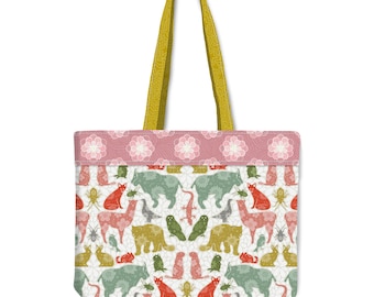 Alpine Yuletide Canvas Tote | Scandinavian Folk Art Christmas Bag