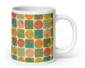 Mosaikbecher für den Poolbereich | Retro-Kaffeebecher im Küstenstil der Mitte des 20. Jahrhunderts