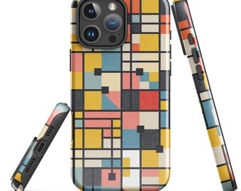 Node Protocol iPhone-Hülle | Geometrisches Bauhaus-Design der Mid-Century-Moderne