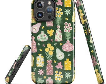 Funda para iPhone Golden Elixirs / Funda para teléfono de arte popular escandinavo / Funda botánica floral / Funda para teléfono estilo cottagecore