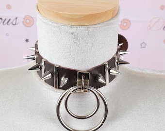 Punk Gothic Street Style Collar | Adjustable Studded O-Ring Leather Choker