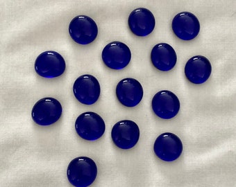 15 kobaltblauwe glas-in-lood cabochons: sprookjesachtige springplanken, plantenterrarium, aquariumaccenten (19 mm)