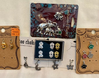Assortiment metalen bedel: olifant, roos, pootafdrukken - benodigdheden voor het maken van sieraden