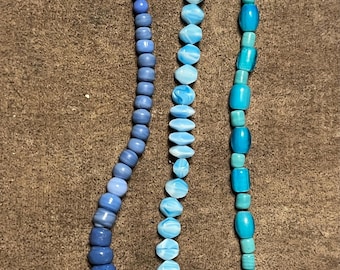 3 Snaren Tinten Turquoise Blauw Glas Vintage Kralen DIY Armband Ketting Sieraden Voorraad