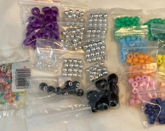 6 Ounce veel vintage pony en diverse plastic kralen originele pakketten
