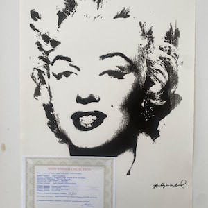 Andy Warhol "Marilyn" litografi, certifikat, signerad, Top! Väggkonst, popkonst efter