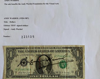 Andy Warhol "Dollar" Autentico, Certificato, Firmato, Top! Opera d'arte da parete