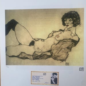 Egon Schiele „Akt in schwarz“ Lithographie, signiert, Pop Art, Kunst für die Wand