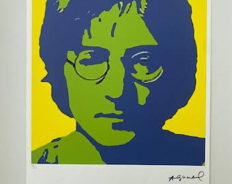 アンディ・ウォーホル ジョン・レノン リトグラフ 限定 1984年 ア e99E アンディ・ウォーホル ジョン・レノン リトグラフ 模写 サイン入り ア