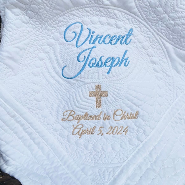 Personalized Baptism Quilt , Baptism Gift for Boy ,New Baby, Christening Gift,  New Baby, Baptism Blanket , Gift for Baby Shower