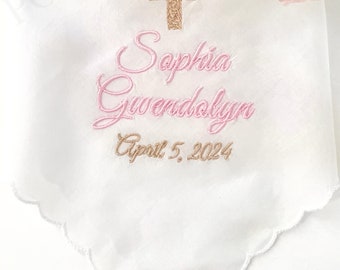 Personalized Baptism Handkerchief ,Baptism Gift for Girl , Baptism Gift for Boy, Christening Gift , Baby Baptism, Christening