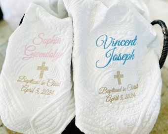 Personalized Baptism Quilt ,Baptism Gift for Girl , Christening Gift , New baby Gift , Baptism Blanket , Baby Shower Gift,
