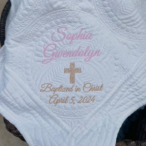 Personalized Baptism Quilt , Baptism Gift for Boy ,New Baby, Christening Gift, New Baby, Baptism Blanket , Gift for Baby Shower image 1