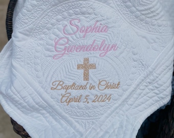 Personalized Baptism Quilt , Baptism Gift for Boy ,New Baby, Christening Gift,  New Baby, Baptism Blanket , Gift for Baby Shower