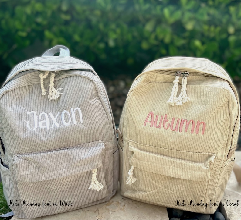 School Backpack, Kids Backpack, Personalized Backpack, Corduroy Backpack N image 1