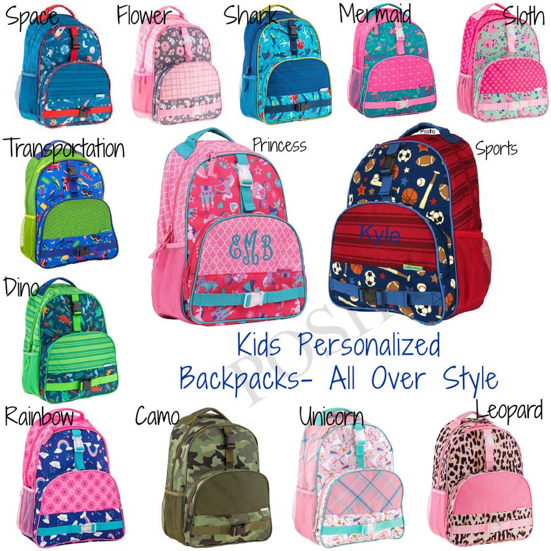 Monogrammed Kids Backpack All Over Printed Backpack Boys - Etsy