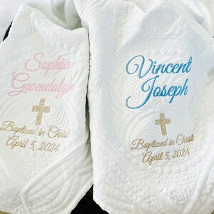 Personalized Baptism Quilt , Baptism Gift for Boy ,New Baby, Christening Gift, New Baby, Baptism Blanket , Gift for Baby Shower image 3