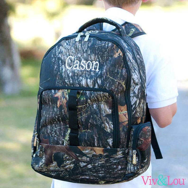 Personalized Kids Backpacks in Woods Camo print LARGE size monogram