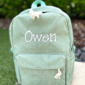 School Backpack, Kids Backpack, Personalized Backpack, Corduroy Backpack N imagem 5