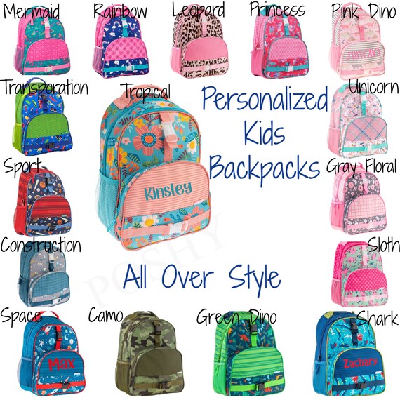 Monogrammed Kids Backpack , All Over Printed Backpack, Boys Backpack, Girls  Backpack, Monogram , Elementary School Backpack 