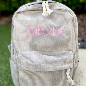 School Backpack, Kids Backpack, Personalized Backpack, Corduroy Backpack N imagem 3