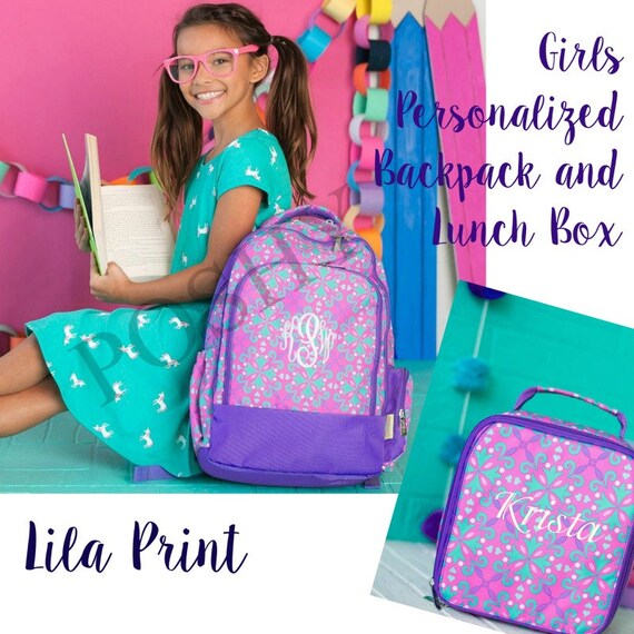 Personalized kids backpack lunch box for girls Custom school Etsy