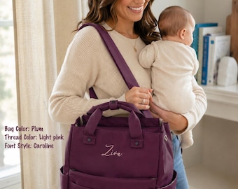Personalized Diaper Backpack, Canvas Baby Bag, New Mom Gift