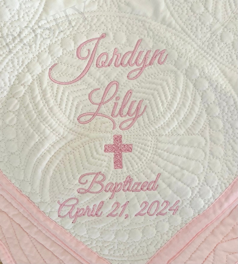 Personalized Baptism Quilt , Baptism Gift for Boy ,New Baby, Christening Gift, New Baby, Baptism Blanket , Gift for Baby Shower image 8