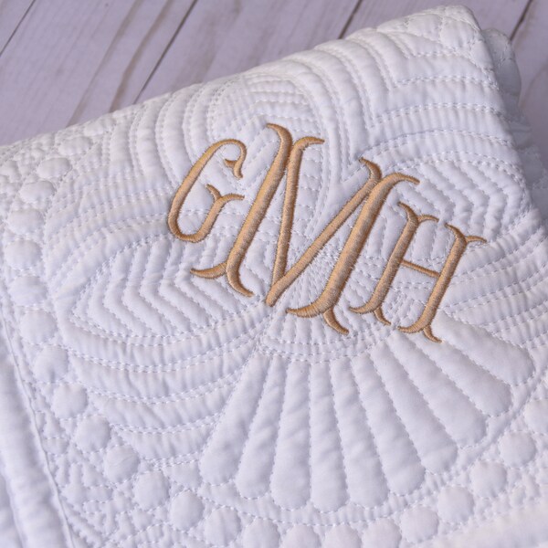 Monogram Baby Quilt, Personalized Baby Quilt, New Baby, Baby Announcement, Embroidered Baby Blanket, Baby Shower Gift,